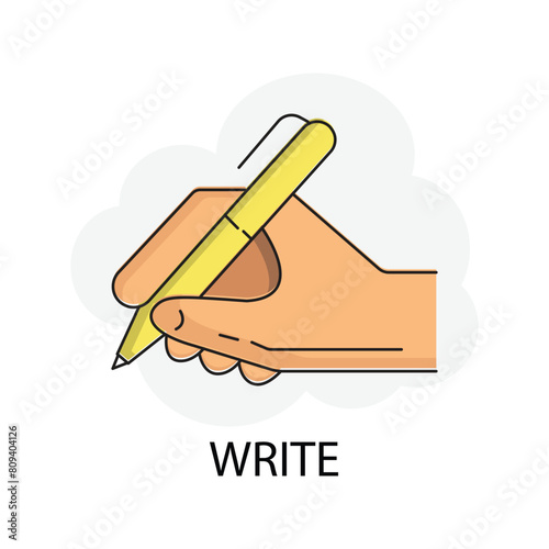 Write - Pen and Paper Icon for Writing & Communication Concepts.