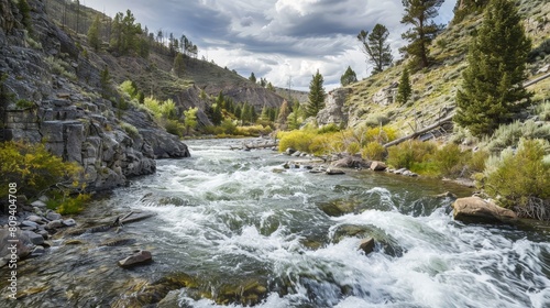 Amidst the rugged beauty of the Wyoming wilderness  the East Fork River flows with a quiet strength and determination  carving its path through the landscape with unwavering purpose and resolve.