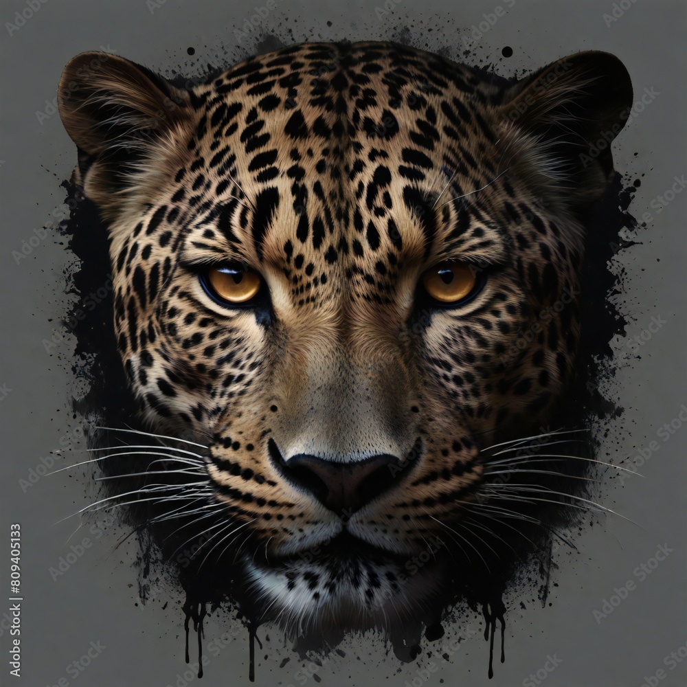 Obraz premium leopard head illustration, design for t-shirts, posters, stickers. Generative AI animal theme design.
