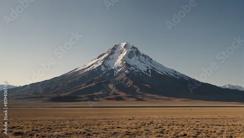 Against a solid white backdrop  a lone mountain rises  its solitary peak piercing the empty expanse ai_generated