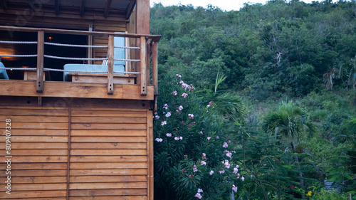 Hotel Room by Pink Flowers