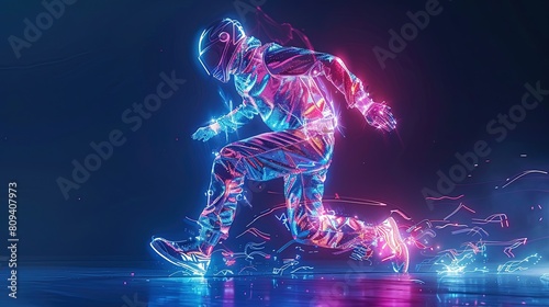 Expressive 3D characters captured in dynamic motion with glossy plastic aluminum or chrome clothing. Best for advertising banners. © pengedarseni