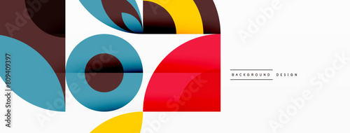 An eyecatching artwork featuring a colorful geometric pattern with circles and squares in electric blue and magenta hues, set on a white background. Perfect for a logo or graphic design project