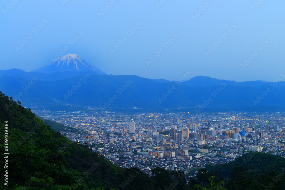 富士山　夜景　山梨県甲府市