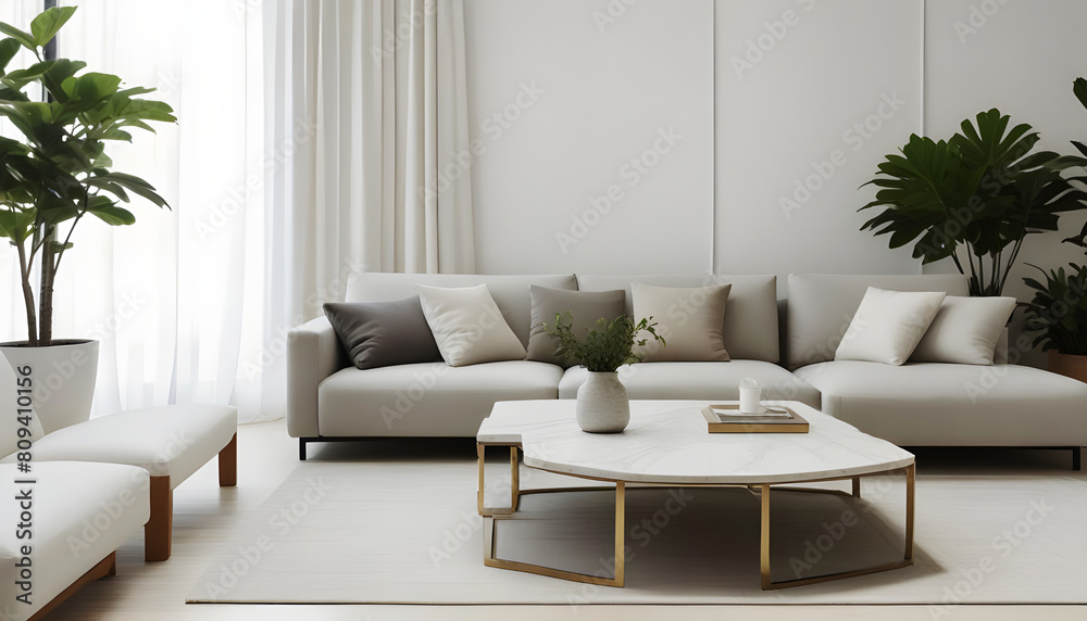 modern living room minimalist design and luxury furniture and decor. Generative AI modern living room minimalist design and luxury furniture and decor. Generative AI