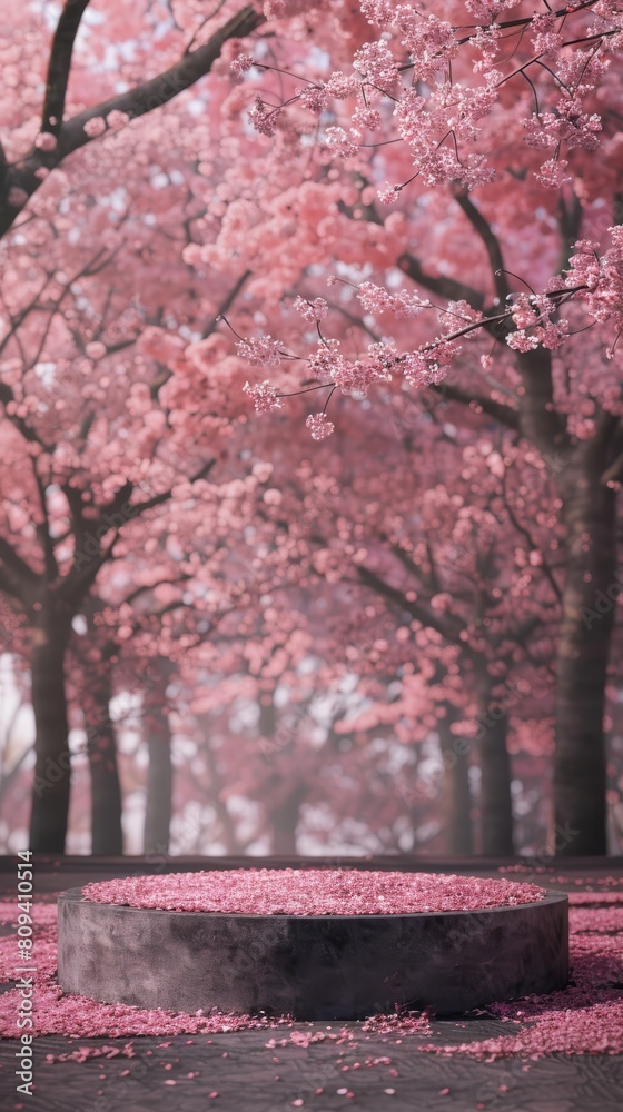 Sakura 3d podium background.. Template for advertising and product standing. Sakura 3d podium background.. Template for advertising and product standing.