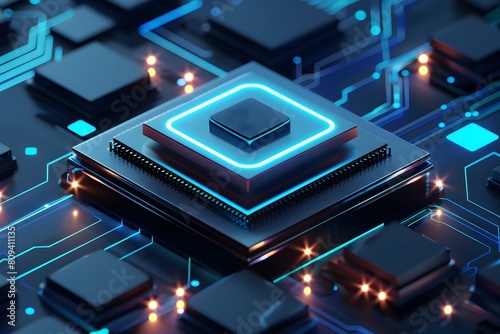 Wallpaper Mural Working for Chiplets Technology image in the future, And hight tecnology. It is a 3D image from a real image. Torontodigital.ca