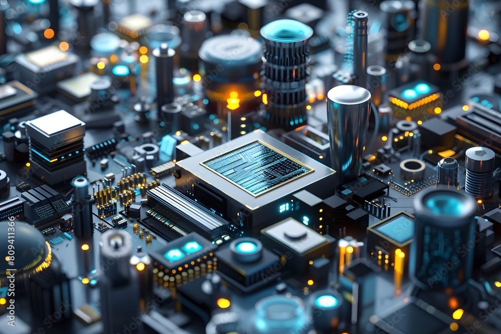 Working for Chiplets Technology image in the future, And hight tecnology. It is a 3D image from a real image.