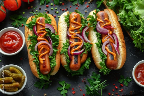 Delicious Gourmet Hot Dogs with Fresh Toppings