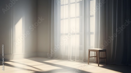 empty room with chair and lamp