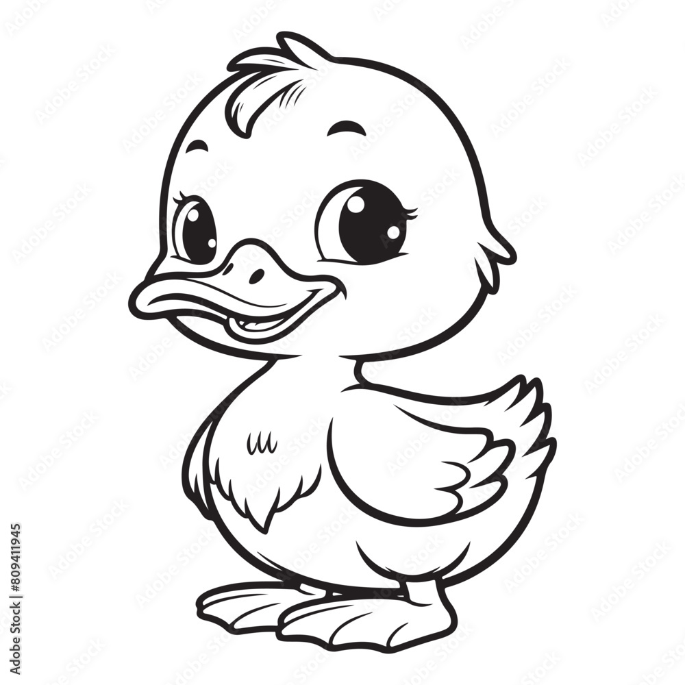 Line art of smiling duck cartoon vector Line art of smiling duck cartoon vector