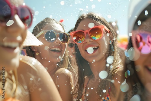 Joyful Augmented Reality Beach Party Experience with Stylish Teenage Girls
