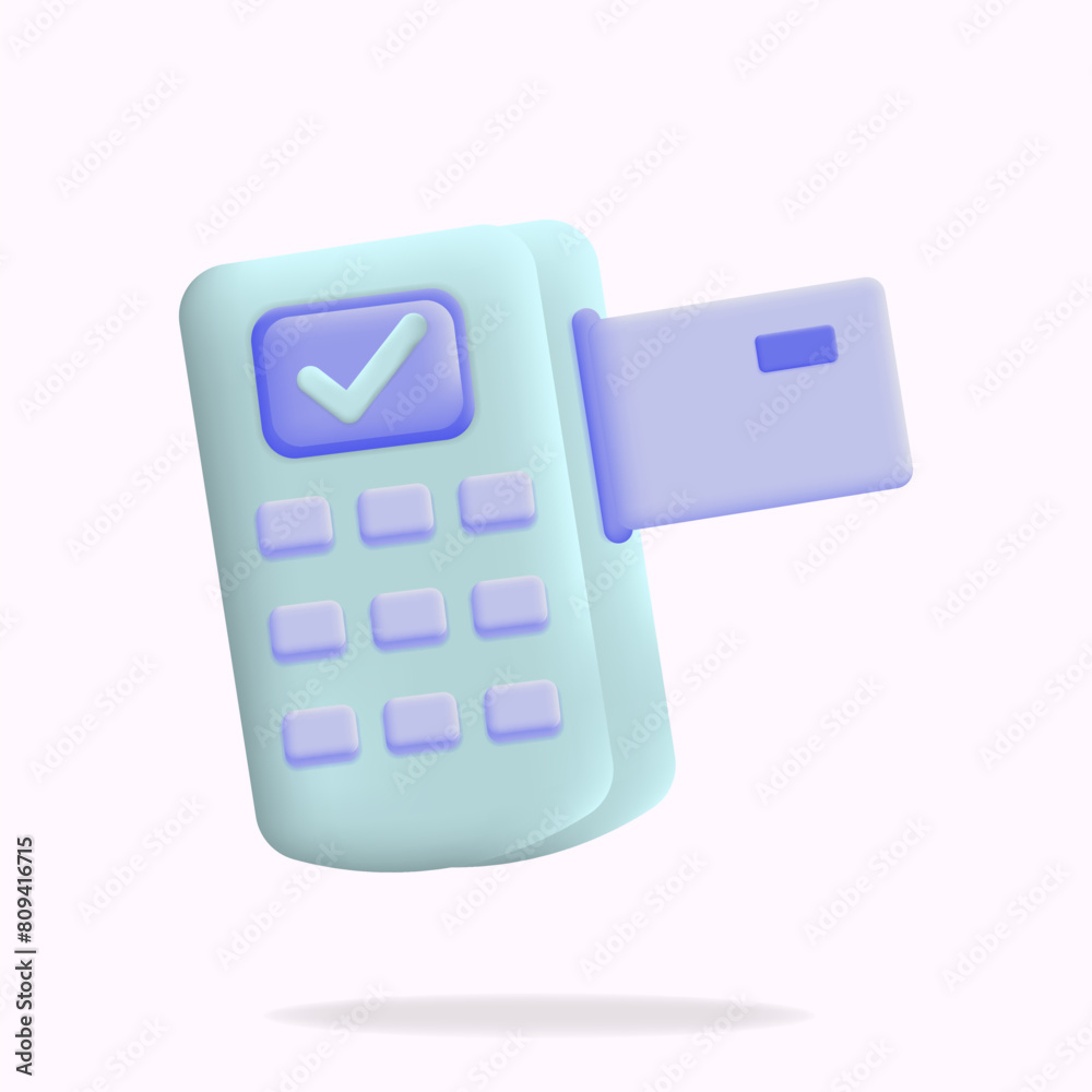 edc credit card payment menthod machine success 3d vector illustration edc credit card payment menthod machine success 3d vector illustration