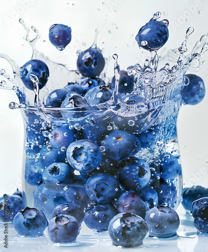Photography a dynamic and visually captivating Blueberry many piece featuring a splash of your favorite drink