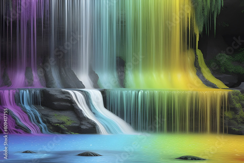 A cascading waterfall composed entirely of color.