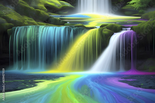 A cascading waterfall composed entirely of color.