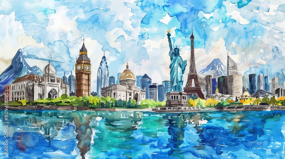 Foto de Watercolor World A series of watercolor paintings depicting ...