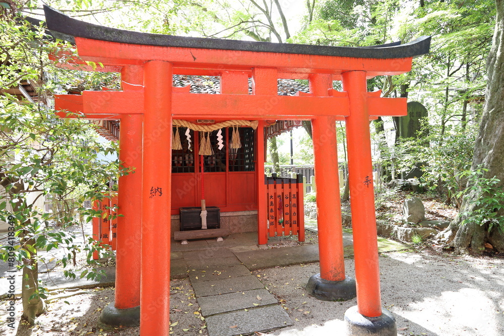 : A Japanese shrine in Kyoto : a scene of one of the subordinate shrines in the precincts of Okazaki-jinjya Shrine : A Japanese shrine in Kyoto : a scene of one of the subordinate shrines in the precincts of Okazaki-jinjya Shrine