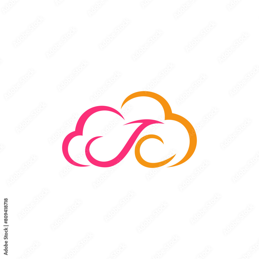 Initial letter JC logo with cloud logo vector Initial letter JC logo with cloud logo vector