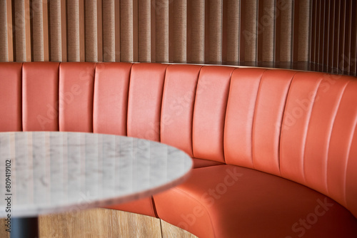 Stylish interior with cozy seating and ambient lighting.