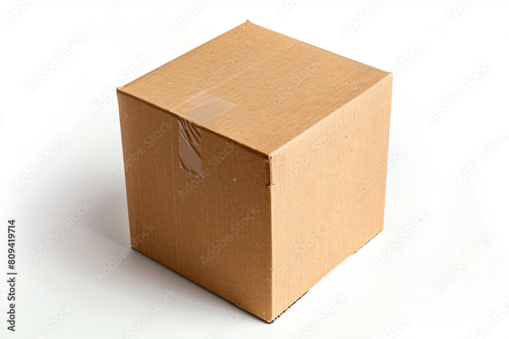 a cardboard box with a piece of tape on it a cardboard box with a piece of tape on it