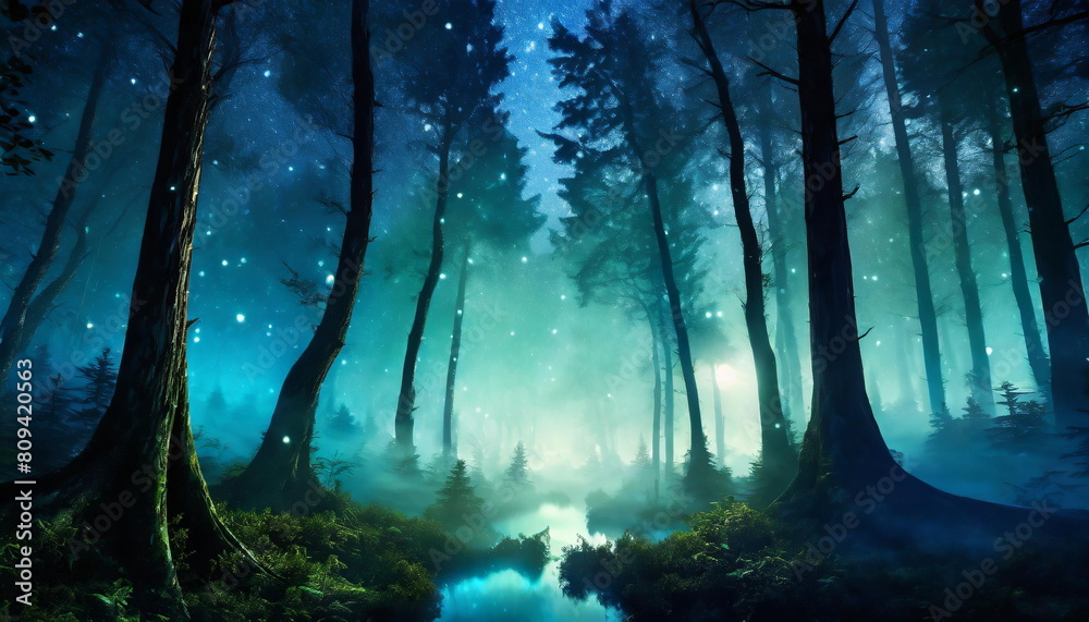 landscape of serene forest with fog landscape of serene forest with fog