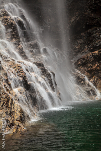 Sandiequan is a waterfall located in the eastern part of Lushan National Park  Jiangxi province  China. It originates from Dayue Mountain.