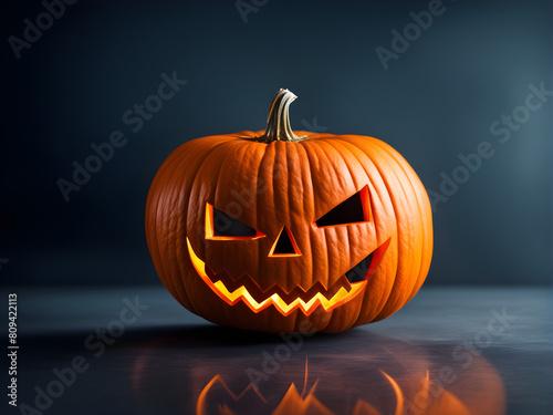 A Halloween pumpkin on an abstract background, Halloween costume, holiday background, banner