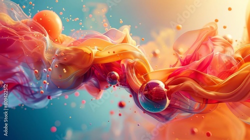 3D abstract art with floating elements, suitable for surreal and imaginative visuals