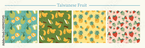 Beautiful wallpapers with Taiwanese fruit pattern isolated on white background