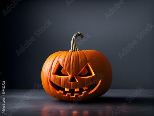 A Halloween pumpkin on an abstract background, Halloween costume, holiday background, banner