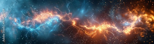 3D digital lightning storm, perfect for dynamic energy and powerthemed presentations photo