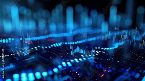 3D stock market graph on a digital display, perfect for hightech financial presentations
