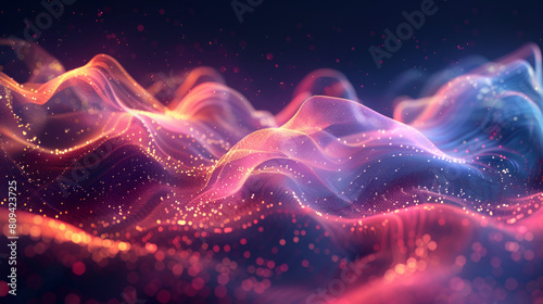Digital Abstract Background with Dynamic Flowing Lines, Futuristic Technology Concept, Vibrant Colors and Modern Design, Generative AI