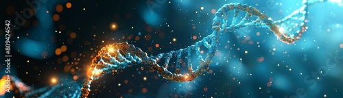 Digital DNA helix, ideal for biotechnology and genetic engineering backgrounds photo