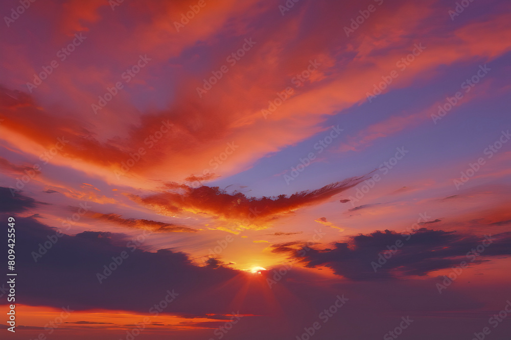 Fiery Sunset: A photorealistic sunset sky.