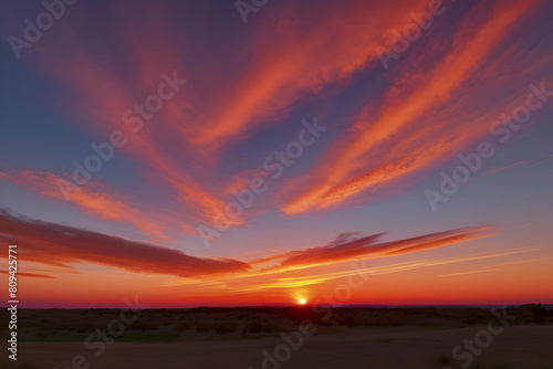 Fiery Sunset: A photorealistic sunset sky. © Pram