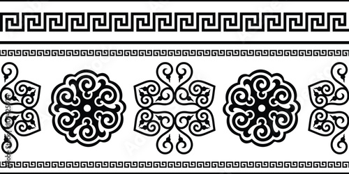 Ethnic background on the theme of Mongolian national ornament, seamless pattern, vector design 