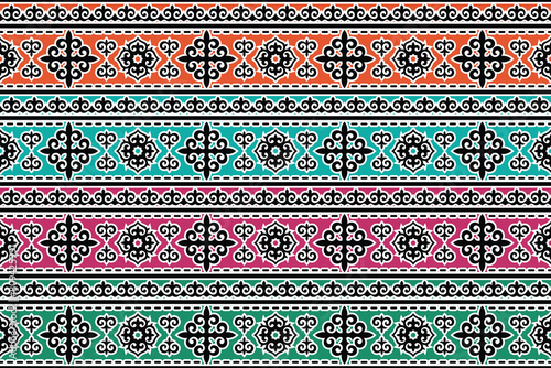 Ethnic seamless pattern on the theme of Kazakh national ornament, vector design