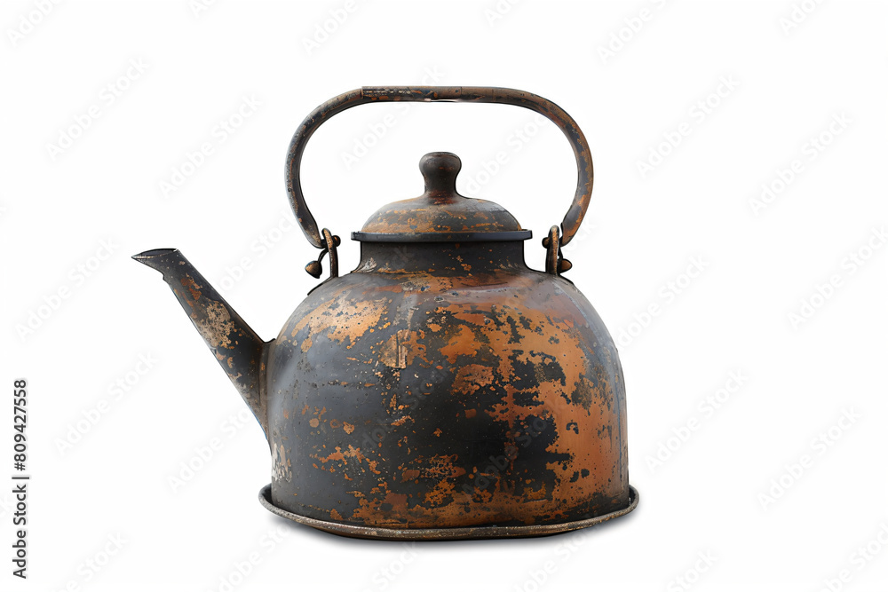 a rusted tea kettle with a handle a rusted tea kettle with a handle