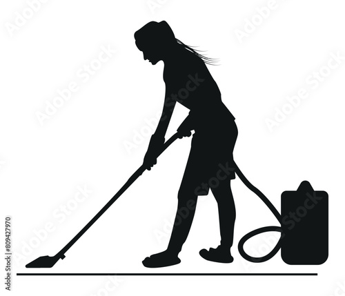 Hand drawn yard work Cleaner silhouette