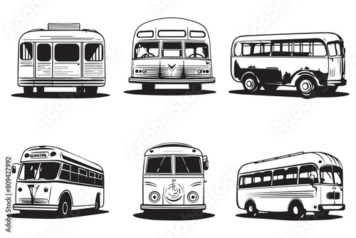 Set of hand drawn bus Vector