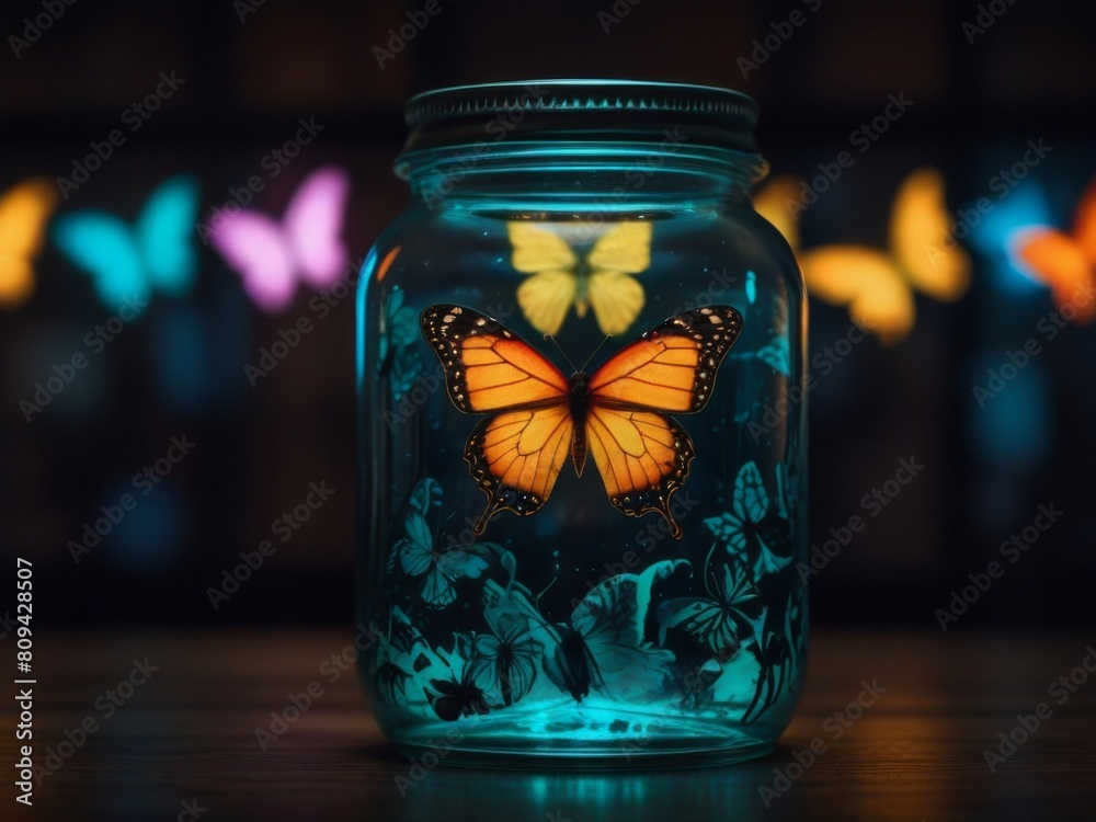 butterflies in a glass jar