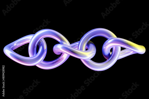 3d illustration of   colorful  chains on a black background. Geometric pattern. Technology geometry background