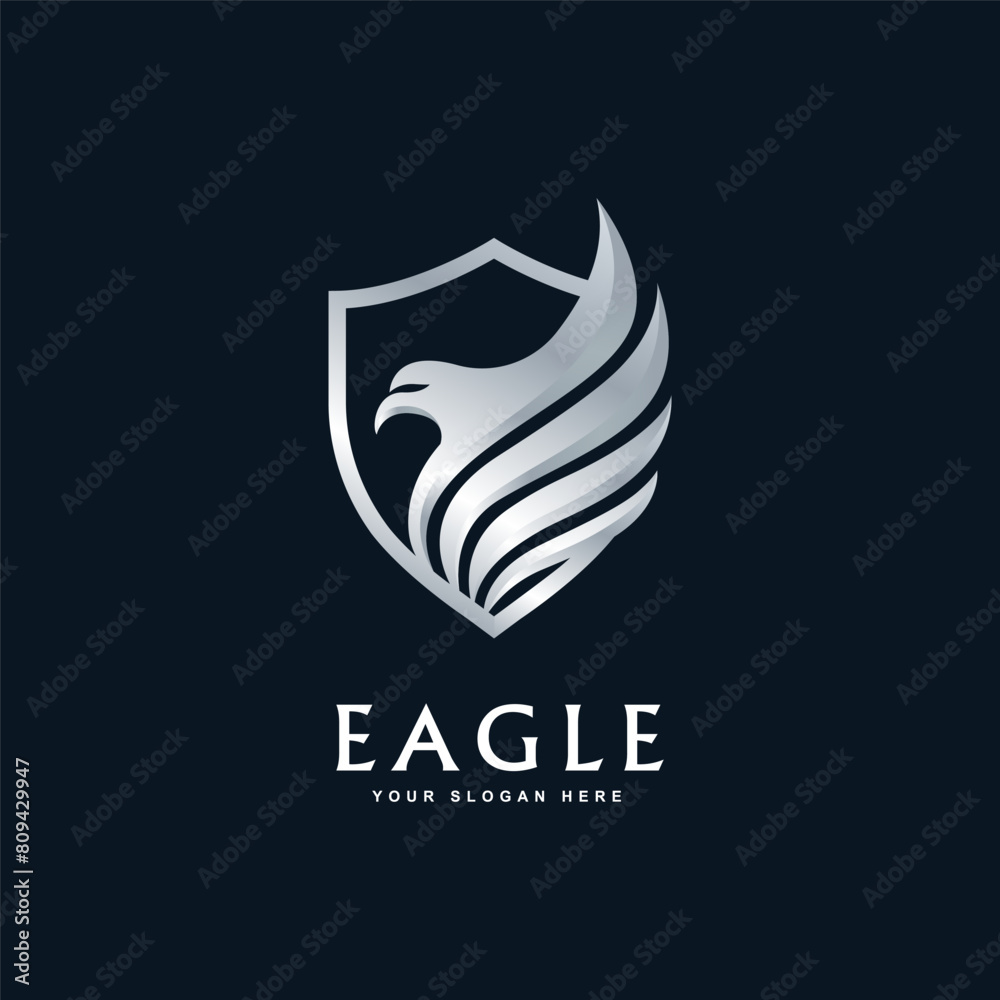Head eagle shield logo template vector Head eagle shield logo template vector