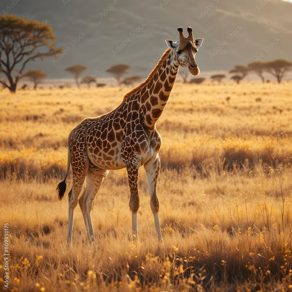 Obraz premium Wild giraffe with long neck