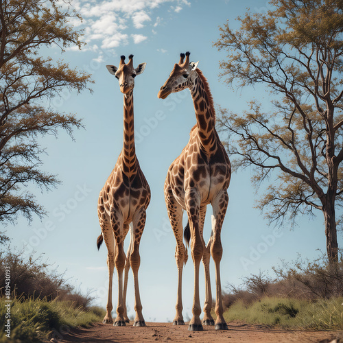 Wild giraffe with long neck