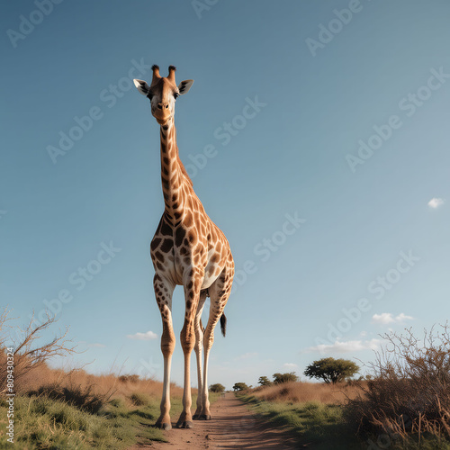 Wild giraffe with long neck