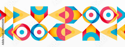 A creative arts pattern featuring rectangles, triangles, and circles in tints and shades of electric blue. The design showcases symmetry and eyecatching geometric shapes on a white background