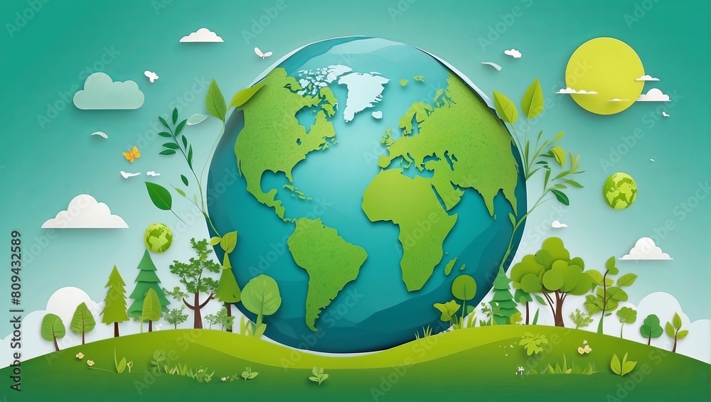 Naklejka premium Earth Day and Environmental concept,Generative Ai.